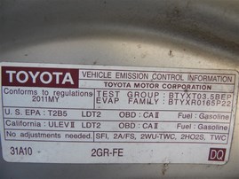 2011 Toyota Highlander Silver 3.5L AT 4WD #Z23282
